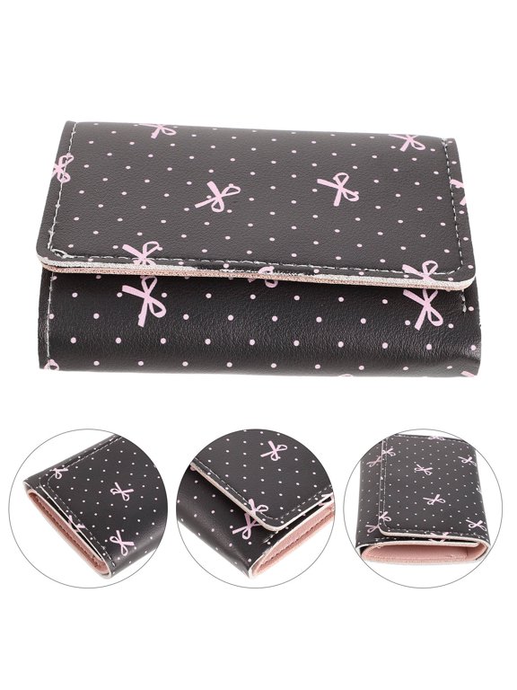 Black Polka Dot Bow Wallet with Multi Card Storage and Blocking Feature