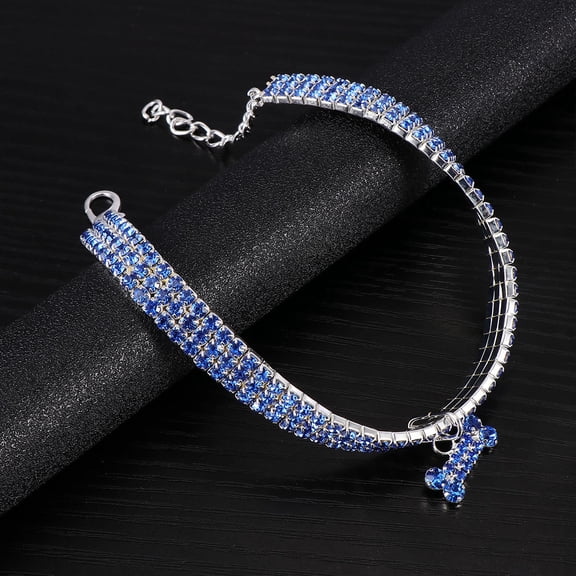 TITINICE Bone Shape Dog Necklace Collar Luxury Design Blue Adjustable Buckle for Walking 1Pcs