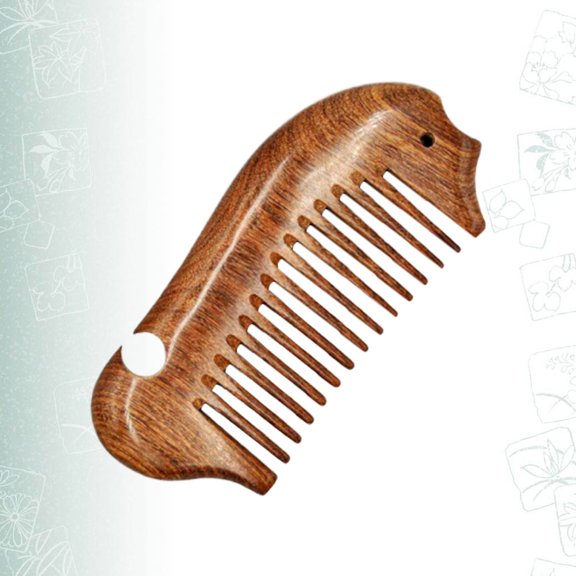 TITINICE Brown Wood Hair Comb Fish Shape for Woman Brown Finish Smooth and Durable