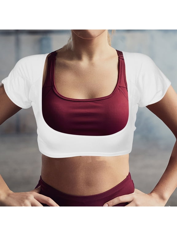 Breathable Mesh Workout Vest with Underarm Sweat Absorbing Pad White Washable