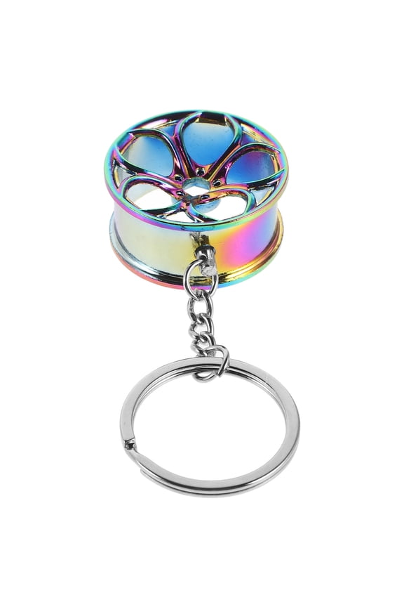 Durable Metal Car Keychain with Tire Rim Pendant for Handbag and Backpack Accessory