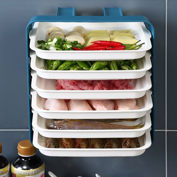 TITINICE 1Set Stackable Blue Plastic Side Dish Plates with Kitchen Draining Rack for Hot Pot Sides