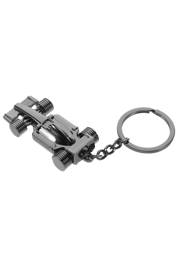 Elegant Black Metal Racing Car Keychain for Car Enthusiasts Accessory and Decor