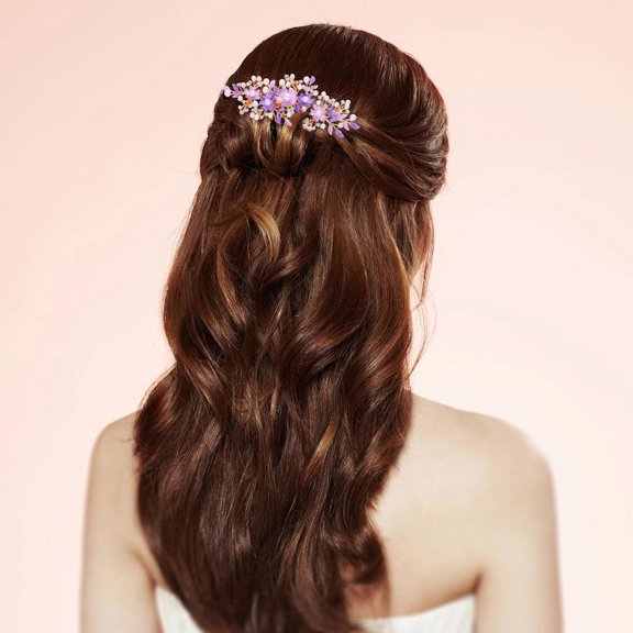 TITINICE Durable Purple Rose Hair Comb Bridal Accessory Lightweight and Comfortable