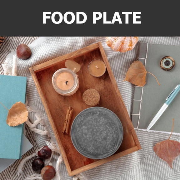 TITINICE Grey Galvanized Metal Serving Tray with Elegant Wave Edge for Multifunctional Home Use