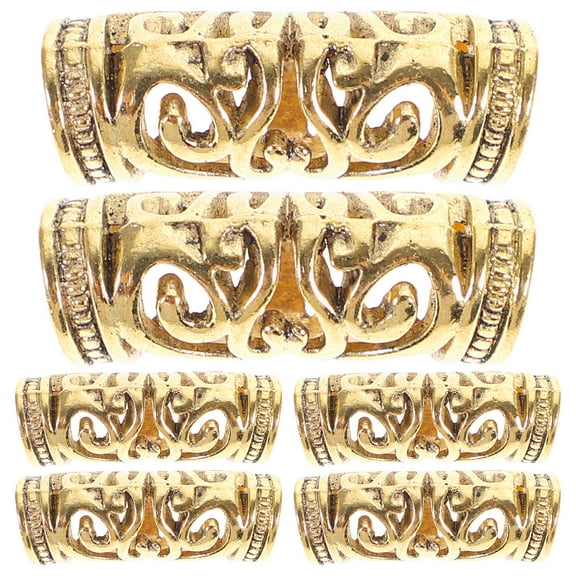 TITINICE 6Pcs Golden Dreadlock Cuffs Hair Rings Easy to Manipulate for Braiding and Hair Styling