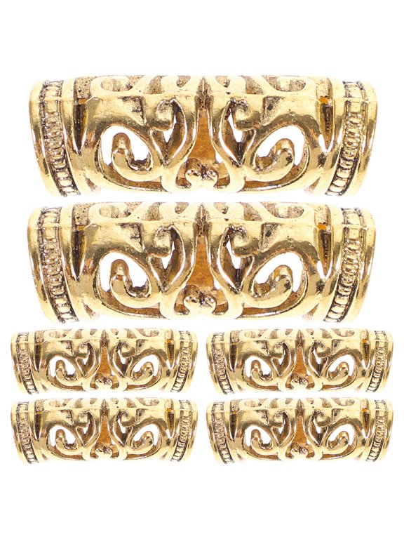 Golden Metal Dreadlock Rings for Easy Braiding and Styling 6Pcs