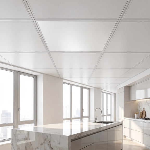 TITINICE Interlocking White Aluminum Ceiling Panels for Easy DIY Installation in Kitchen and Utility Rooms