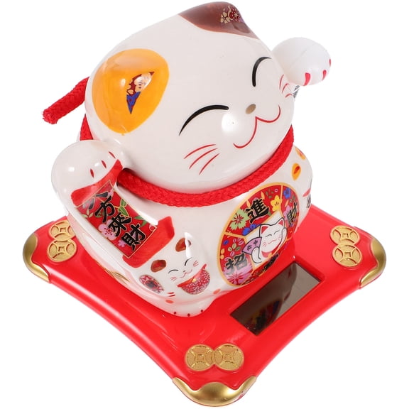 TITINICE Lucky Feng Shui Cat Figurine Ceramic Craft Ornament for Desktop and Car Decor