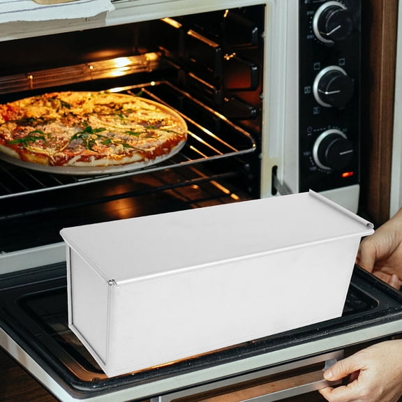 TITINICE Silver Loaf Pan with Slide Cover Nonstick Metal Bread Baking Pan for Kitchen Use