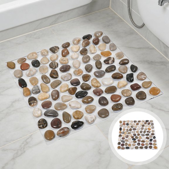 TITINICE Multi Color Pebble Mat for Bathroom Tub Non Slip Quick Drying Foot Massage Mat