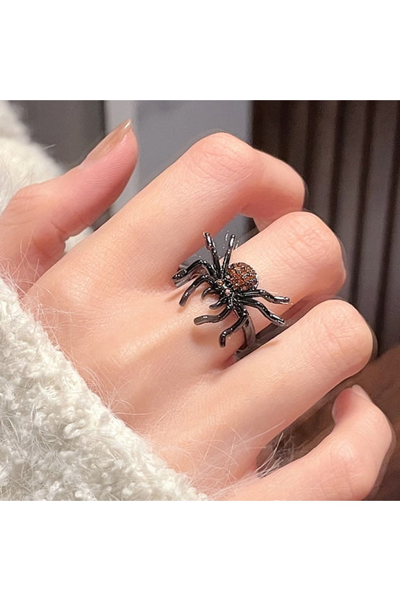 Spider Open Stacking Ring Adjustable Zinc Alloy Rhinestone 1Pcs for Cosplay Party