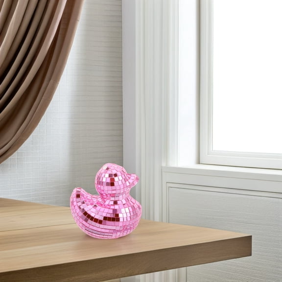 TITINICE Pink Mirror Disco Ball Duck Shape Decorative Animal Ornament for Living Room