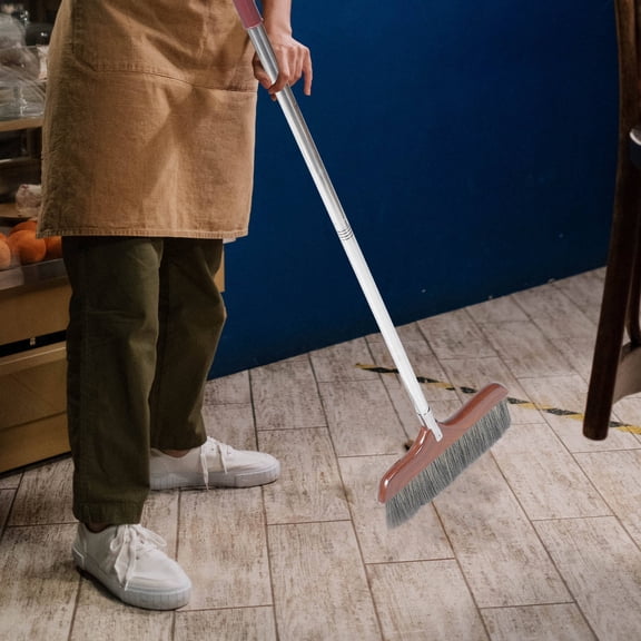 TITINICE Portable Indoor Broom with Handle for Home and Office Use, Soft Bristles, Coffee Color