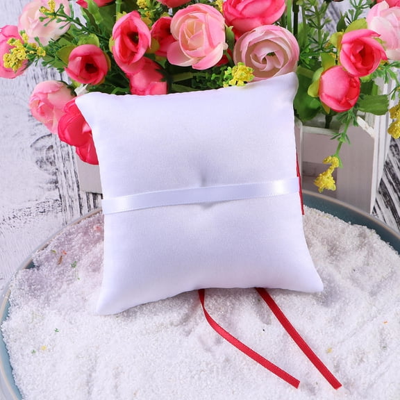 TITINICE Red Ring Bearer Pillow with Soft Cushion and Double Heart Decoration for Weddings