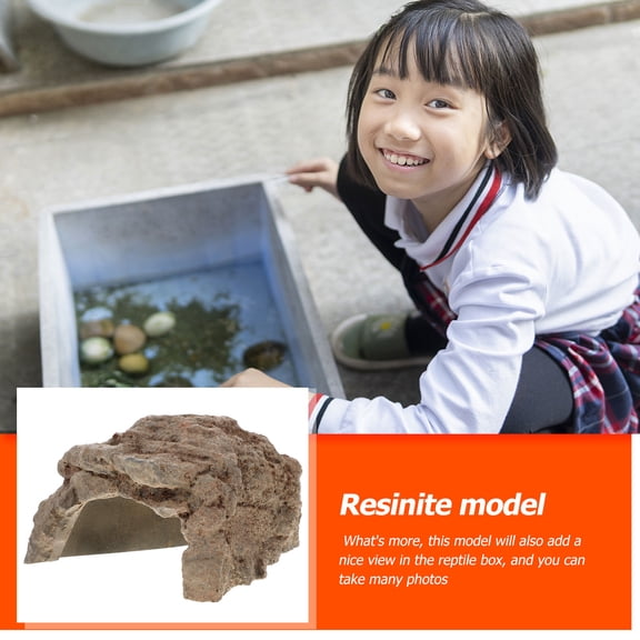 TITINICE Resin Reptile Hide Cave Light Brown Stone Simulation for Safe Pet Hideaway