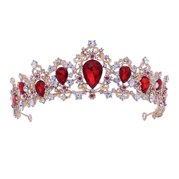 TITINICE Royal Tiara Crown in Red for Wedding and Special Occasions Lightweight