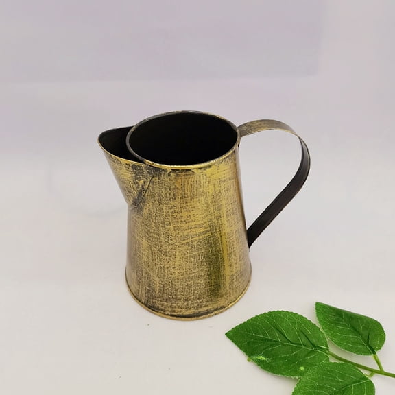 TITINICE Rustic Style Golden Iron Flower Bucket with Handle for Multipurpose Storage