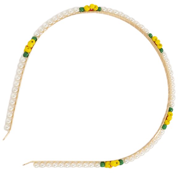 TITINICE Yellow Daisy Headband with Artificial Pearls for Elegant Decoration