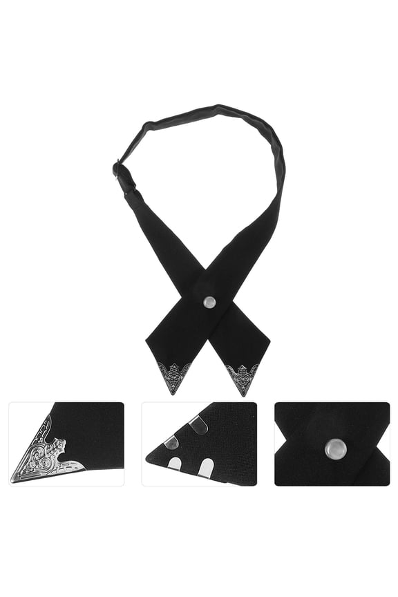 Stylish Black Cloth Bowtie with Cross Design Perfect for Wedding Uniform and Formal Decor