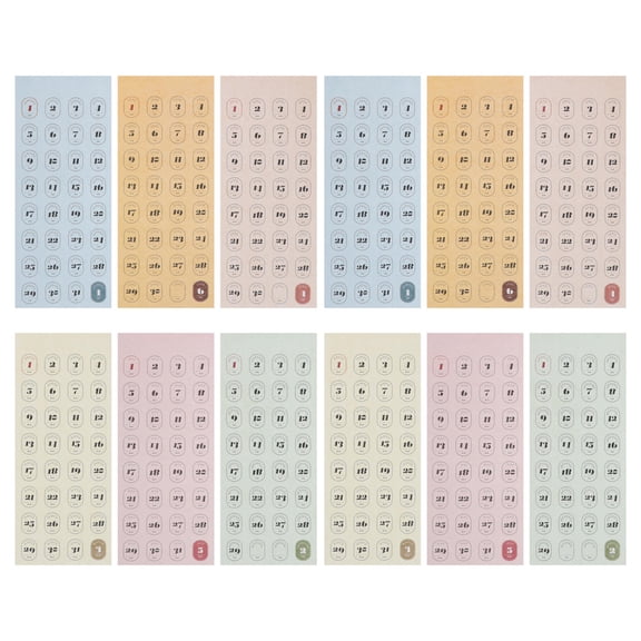 TITINICE Vintage Multi-Color Calendar Number Stickers for Planners, Scrapbooking, Monthly Journals & Organization