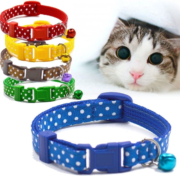 TITINICE Yellow Polka Dots Dog Bell Collar Portable Lightweight for Pets with Sturdy Buckle
