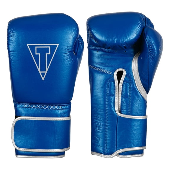 TITLE Boxing Momentum Pro Training Gloves, 14oz, Blue/Silver