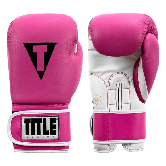 TITLE Boxing Pro Style Leather Training Boxing Gloves 3.0, 10 oz, Hot Pink/White