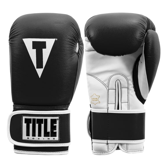 TITLE Boxing Pro Style Leather Training Boxing Gloves 3.0, 12 oz, Black/White