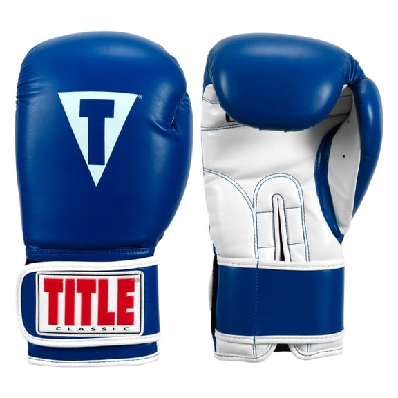 TITLE Classic Pro Style Training Boxing Gloves 3.0, 16 oz, Blue/White
