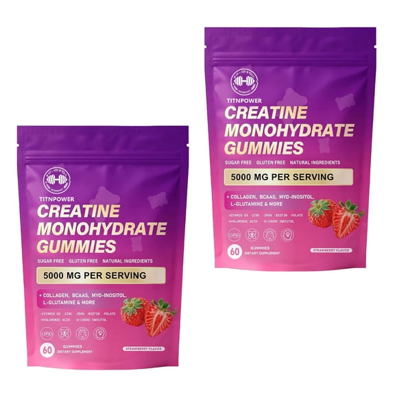 TITNPOWER CurveBoost Creatine Gummies for Women, 5000mg Creatine Monohydrate, Raspberry Lemon Flavor, 8-in-1 Supplement with BCAAs Collagen Inositol Iron Zinc Vitamin D3, Sugar Free Vegan