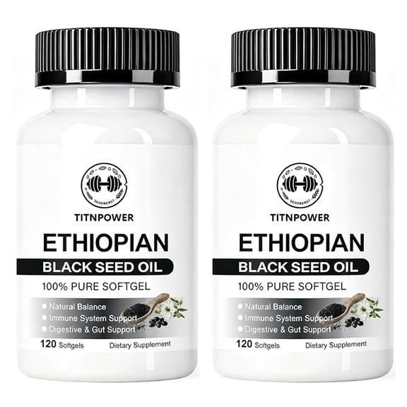 TITNPOWER Ethiopian Black Seed Oil Softgels| High-Potency 4.6% Thymoquinone | Natural Energy, Digestive & Immune Support