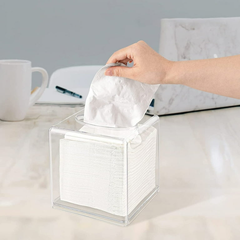 TITOUMI Clear Tissue Box Holder Acrylic Tissue Box Cover Transparent Tissue Holder Rectangle Napkin Box Dispenser Tissue Cover for Bathroom Holder Paper Storage Case Kitchen and Office Room Walmart ...