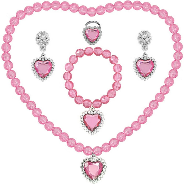 Pink Girl Necklace S925 Silver Pink Heart Necklace for Girls  Sparkly Rhinestones Cartoon Necklace Jewelry Gift for Barbie Women Girls  Cosplay Costume Accessories: Clothing, Shoes & Jewelry