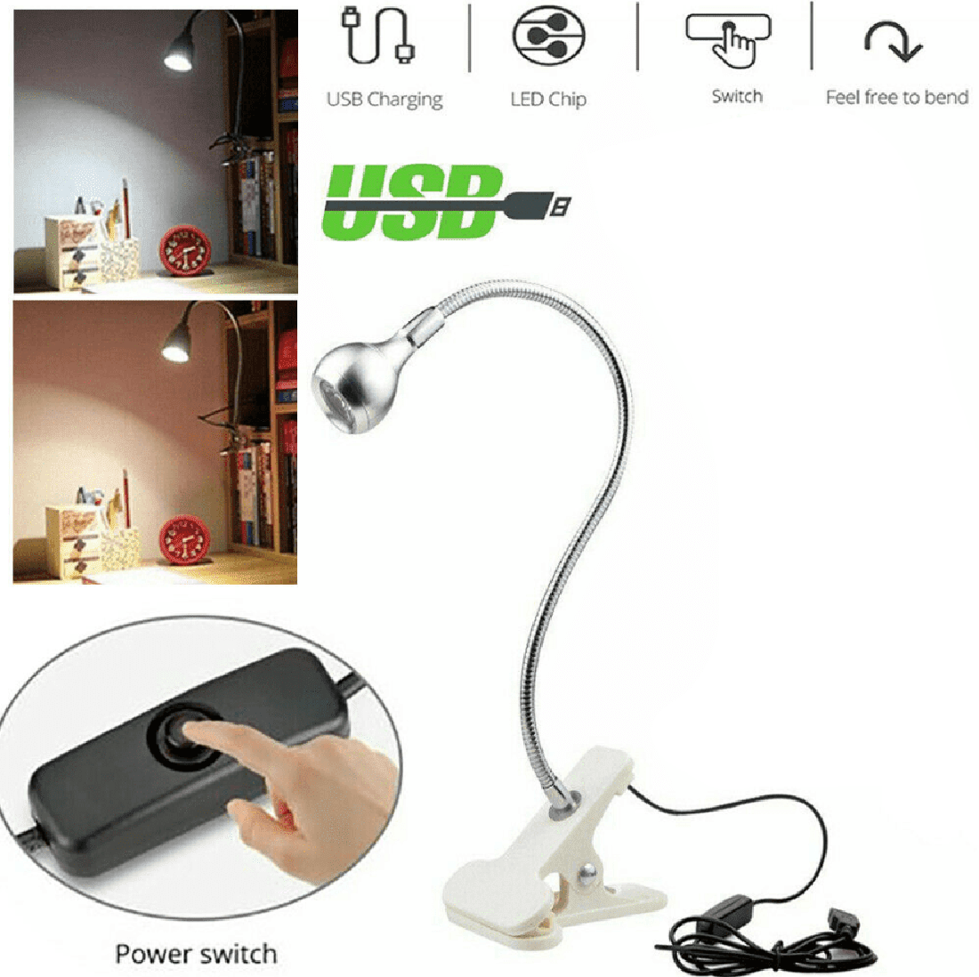 TITOUMI LED Desk lamp with Clamp, EyeCaring Clip on Lights for Home
