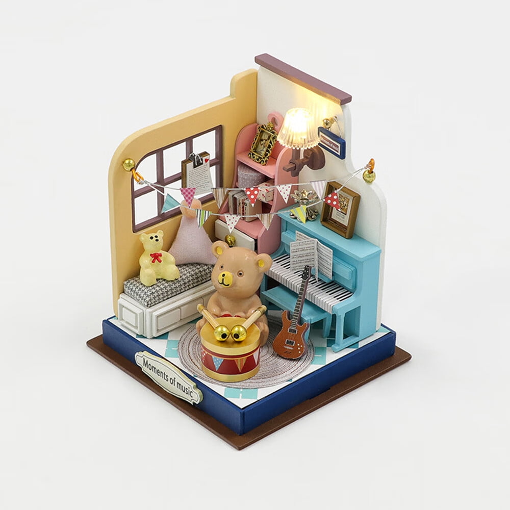 TITOUMI Miniature Dollhouse Kit with Furniture, 124 Scale Room Mini Wooden Doll House for Kids