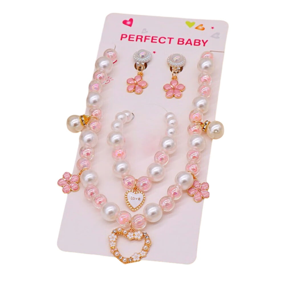 TITOUMI Necklace and Beads Bracelet for Kids, 3 Sets, Little Girls