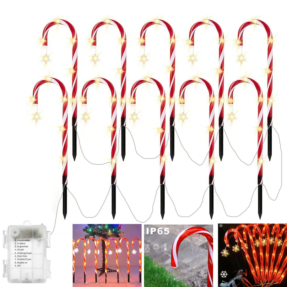 TITOUMI Outdoor Landscape Lights 10 Pack Red LEDs 21in Lighted