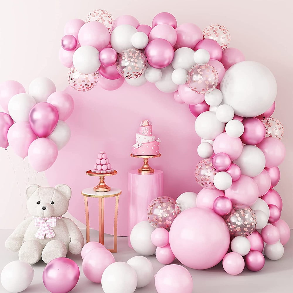 TITOUMI Pink Balloon Arch Garland-104 Pcs Pink Balloons and White Balloons for Wedding,Baby Shower,Birthday,Gender Reveal,