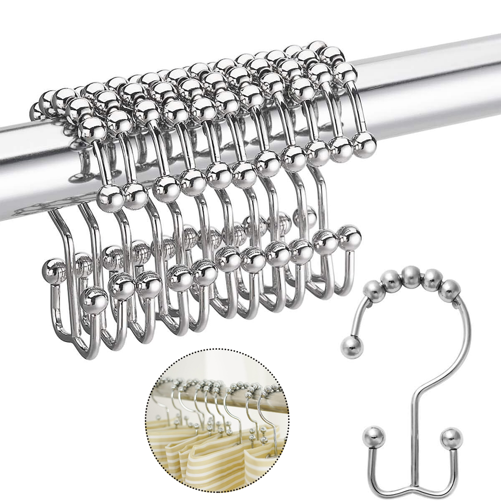 12 Pcs Jumbo Paperclip Shower Curtain Hooks - Rainbow Color Plastic Rings, Easy Glide For Most Rods