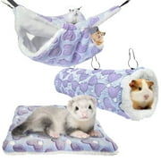 TITOUMI Small Pet Cage Hammock Set of 3, Ferret Hanging Guinea Pig Hideout Mattress Tunnel for Squirrel Hamsters