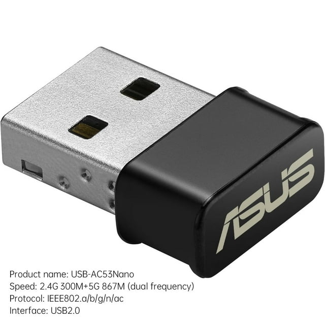 TITOUMI USB-AC53 USB Dual Band Wirel Adapter, Compatible with Windows XP/Vista/7/8/1/10, Black