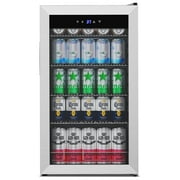 TITTLA 130 Can Beverage Refrigerator with Glass Door,3.2 Cu.ft Wine Coolers,Touch Control Panel On the Glass,Freestanding Mini Fridge,Silver