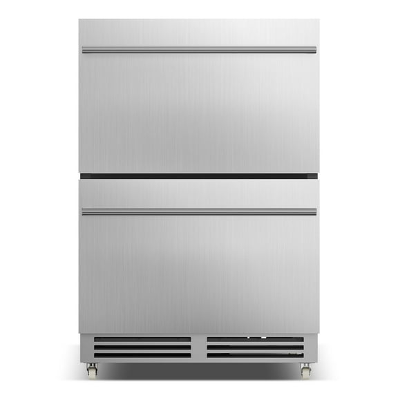 TITTLA 150 Can Under Counter Drawer Fridge 24 Inch,Built-in Beverage Refrigerator for Home and Commercial Use, Stainless Steel Door, Fast Cooling, Low Noise,Silver
