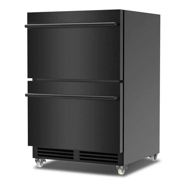 TITTLA 24 inch Under Counter Dual Drawer Beverage Refrigerator Fridge with Wheels,Freestanding for Patio, Stainless Steel Weather-Proof, Ideal for Home and Commercial Use