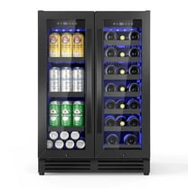 TITTLA 24 Inch Wine and Beverage Refrigerators Cooler,18-Wine Bottles and 57 Cans,Dual Zone,Under Counter,Black
