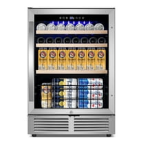 TITTLA 24 inch Beverage Refrigerator,180 Cans Under Counter Refrigerator with Glass Door for Kitchen Bar Office,Silver