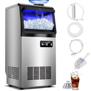 TITTLA Commercial Ice Maker 88Lbs/24H,Freestanding Built-in Ice Machine with 23 lbs Storage,5x9 Cubed Ice,Stainless Steel