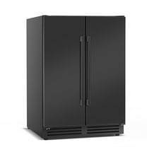 TITTLA Beverage Refrigerator,24 Inch Wide,Dual Zone 120 Cans Built in Wine Fridge Cooler,Double Stainless Steel Doors,Black