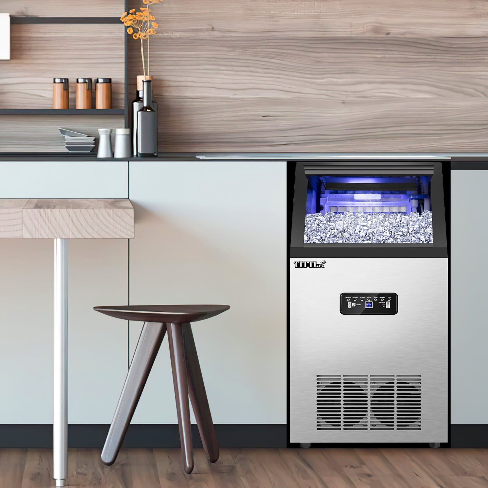 TITTLA Ice Maker Machine, Commercial Ice Machine,88Lbs/Day,Freestanding